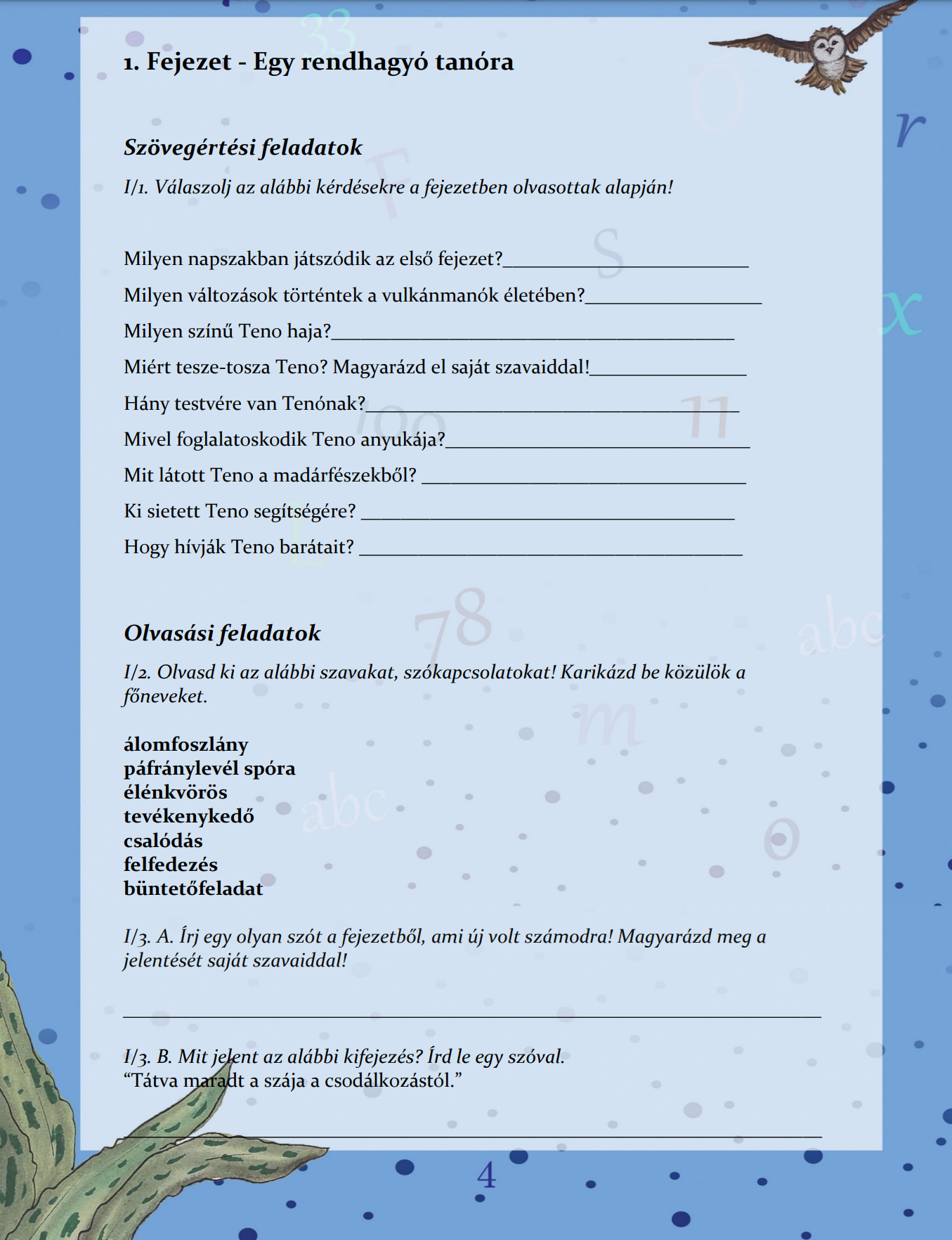 VULKÁNMANÓK II., OLVASÓNAPLÓ